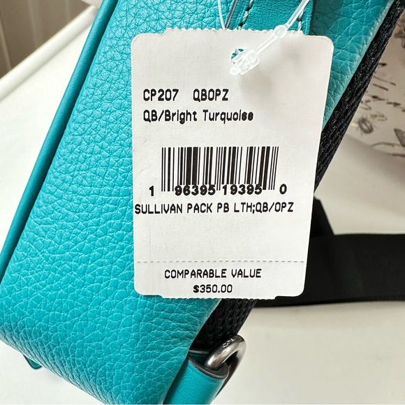 Coach Sullivan Sling Pack In Bright Turquoise Leather Style CP207 - Picture 13 of 16